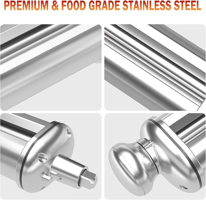 Pasta Roller for All KitchenAid Stand Mixer, Electric Dough Roller with 8 Different Thickness Adjustments, Stainless Steel Pasta Paker Attachment Kitchen Aid Accessories and Attachments