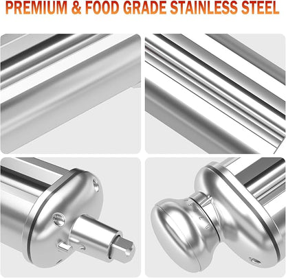 Pasta Roller for All KitchenAid Stand Mixer, Electric Dough Roller with 8 Different Thickness Adjustments, Stainless Steel Pasta Paker Attachment Kitchen Aid Accessories and Attachments