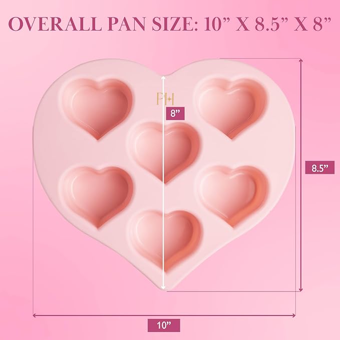 Paris Hilton Heart Silicone Cake Pan, Nonstick Heart Shaped Mold, Oven Safe Bakeware for Cakes, Brownies, and Desserts, 6-Cup, Pink