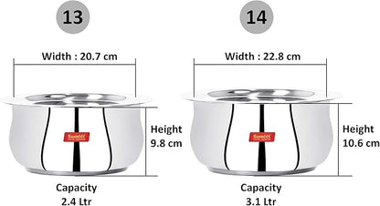 Sumeet Stainless Steel Cookware Set With Lid, 2.6, 3.3 L, 2 Piece (Steel), 3.3 liter