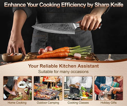 XINZUO Chef Knife 8.3 Inch, VG-10 Super Stainless Steel Gyuto Knife for Professional Chefs and Home Cooking, Ultra Sharp Kitchen Knife with Rosewood Handle - Yu Series