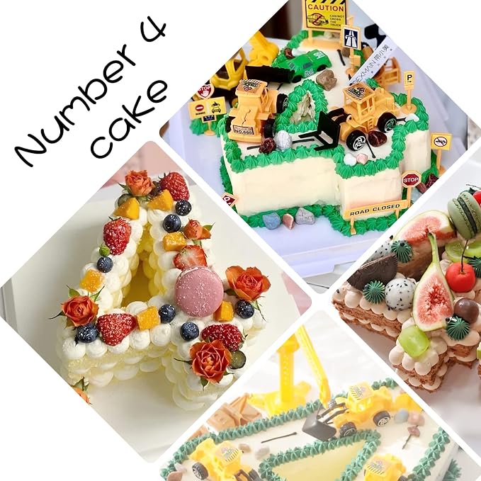 Dioycli Number Cake Molds for Baking 3D Silicone Cake Molds DIY Personalized Cake Pan for Birthday Wedding and Anniversary Number 4 Cake Pan of 10 Inch
