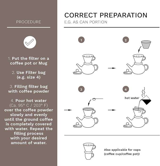 Creano Porcelain Coffee Dripper Stone Grey - Ceramic Cone Brewer - Pour Over Coffee Maker for Filter Bags Size 4 - Easy Manual Brew for pure taste - also for Camping, Hiking