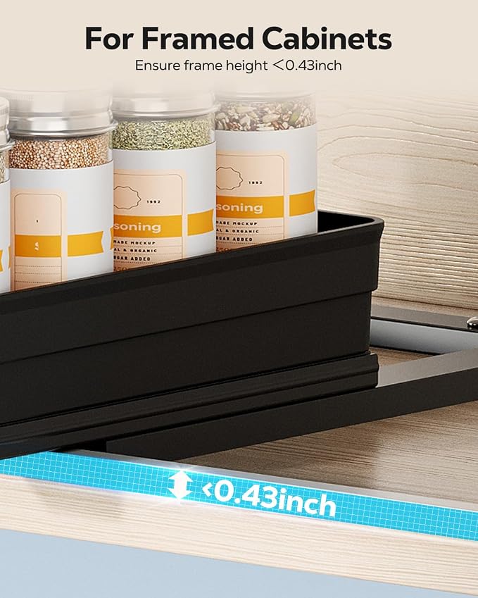 Nieifi Spice Organization for Cabinet-Vertical Spice Rack Pull Out-Spice Rack Organizer for Cabinet-8-1/4 inch Wide-Seasoning Kitchen Organizer-8.26" W x 10.6" D x 2.7" H-1 Pack