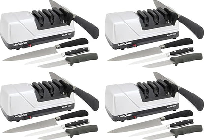 Chef’sChoice 15XV EdgeSelect Professional Electric Knife Sharpener with 100-Percent Diamond Abrasives and Precision Angle Guides for Straight Edge and Serrated Knives,3-Stage,Gray,(Pack of 4)