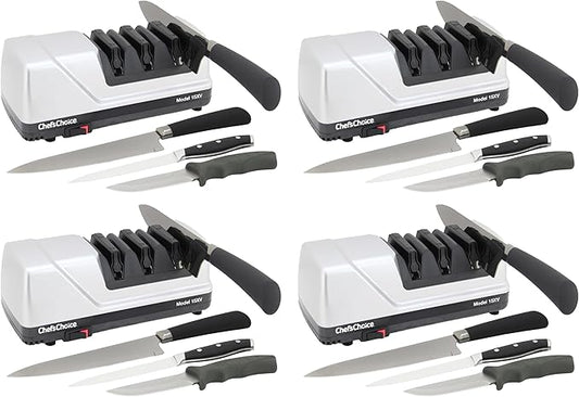 Chef’sChoice 15XV EdgeSelect Professional Electric Knife Sharpener with 100-Percent Diamond Abrasives and Precision Angle Guides for Straight Edge and Serrated Knives,3-Stage,Gray,(Pack of 4)