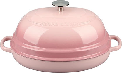 EDGING CASTING Enameled Oval Cast Iron Dutch Oven Pot with Lid, Bread Dutch Oven for Sourdough Bread Baking, Dutch Oven Bread, Bread Oven, 6QT, Pink