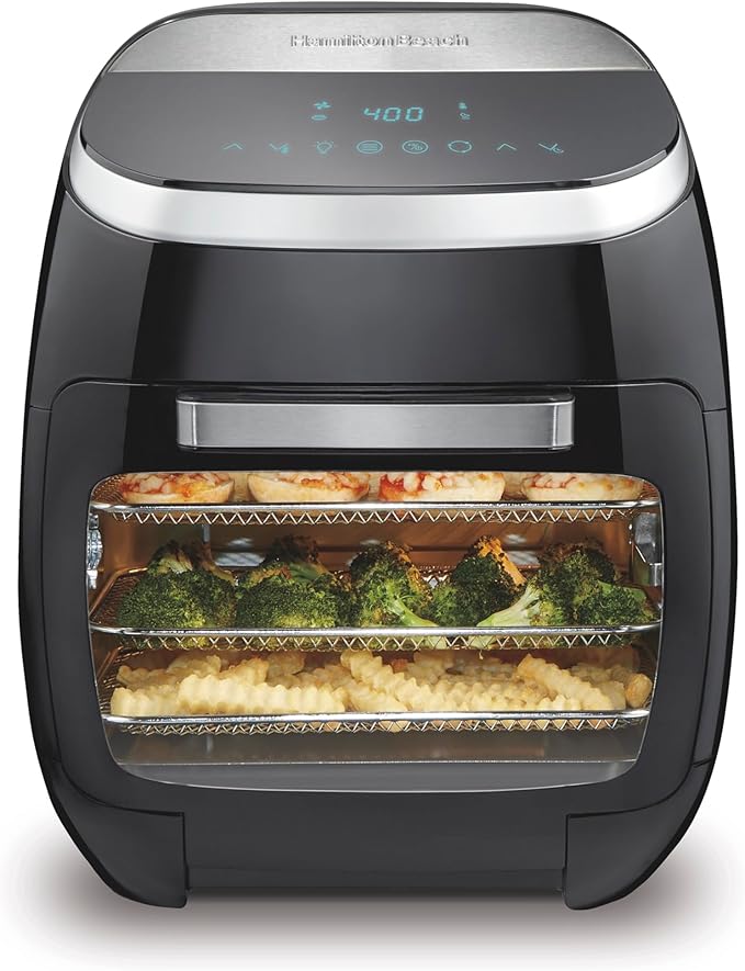 Hamilton Beach 11.6 QT Digital Air Fryer Oven with Rotisserie, 8 Pre-Set Functions including Dehydrator, Roaster & Toaster, 1700W, Black (35073)