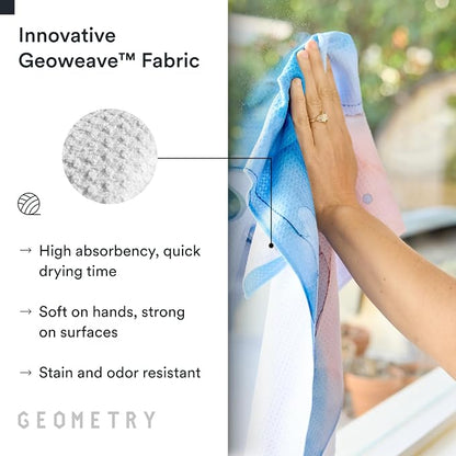 GEOMETRY Kitchen Tea Towels - Quick Dry Microfiber Dish Towels for Kitchen Watercolors, 18" x 30" 2 Pack
