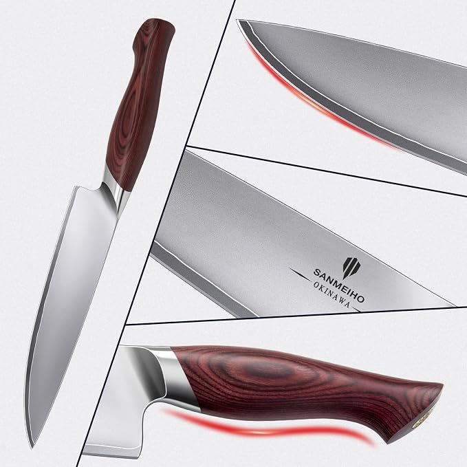 Chef Knife 8 Inch, High Carbon Japanese 10Cr15Mov Stainless Steel Kitchen Professional Cooking Knife, Ultra Sharp Japanese Knife with Ergonomic Pakkawood Handle