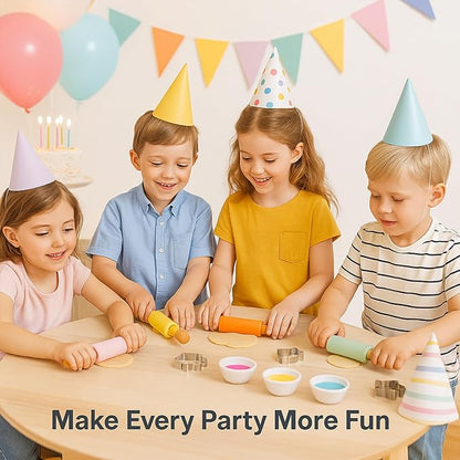 10 Pack Kids Rolling Pins, 9 Inch Small Silicone Rolling Pin with Wooden Handle for Baking Dough Cookie Fondant Pastry, Colorful Rolling Pins for Kids and Adults