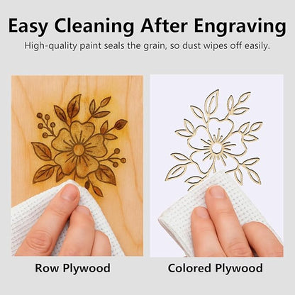 4 Pack Double-Sided Pre-Painted Colored Plywood Sheets, 11.7"x8.27"x1/8" (3mm) Laser-Friendly Craft Boards for Cutting & Engraving (White)