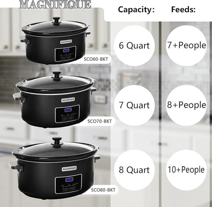 HOMECOOKIN 8 Quart Programmable Slow Cooker, Kitchen Appliances, Perfect Kitchen Small Appliance for Family Dinners, Black Stainless Steel
