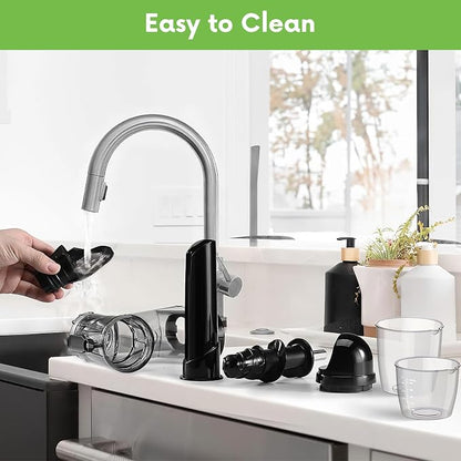 FOCOllK Masticating Juicer Attachment for KitchenAid Stand Mixer - Cold Press Dual Feed Chute Accessory, Slow Juicing Parts for Fruits & Vegetables