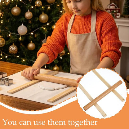 Classicseali 6PCS Rolling Pin Thickness Guides, Wooden Dough Thickness Guides, Tools Clay Tool, Rolling Pin Guide for Precise Polymer Clay Thickness Measurement, 3 Sizes