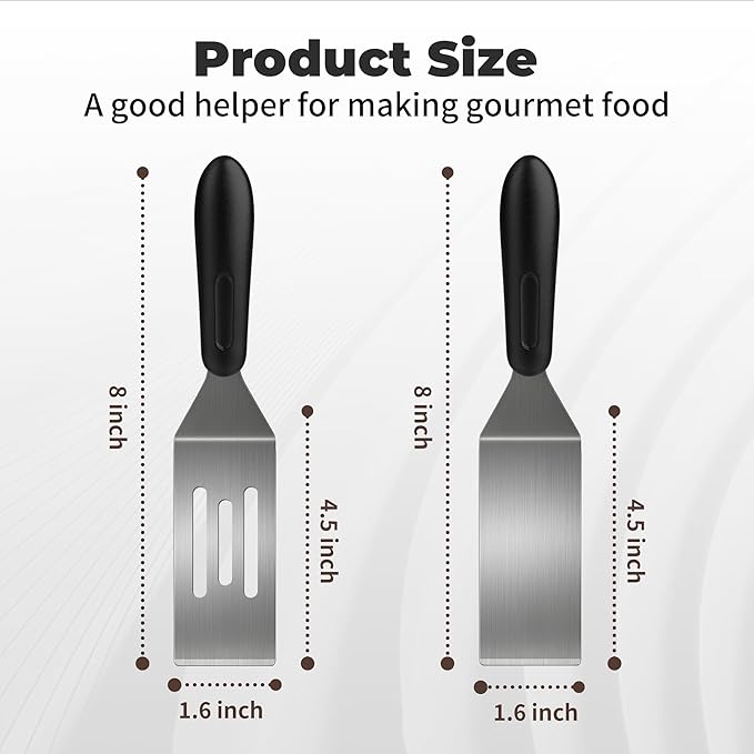 2Pcs Stainless Steel Spatula Set,Mini Serving Spatula for Kitchen Use,Metal Spatula for Cooking with Heat Resistant Handle,Metal Spatulas for kitchen use for Pancakes、Lasagna、Brownies (4PCS)