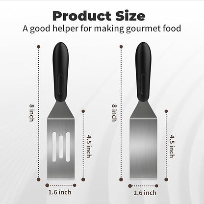 2Pcs Stainless Steel Spatula Set,Mini Serving Spatula for Kitchen Use,Metal Spatula for Cooking with Heat Resistant Handle,Metal Spatulas for kitchen use for Pancakes、Lasagna、Brownies (4PCS)