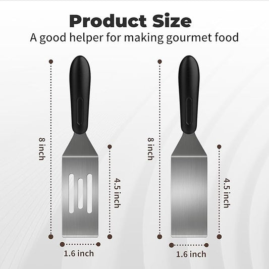 2Pcs Stainless Steel Spatula Set,Mini Serving Spatula for Kitchen Use,Metal Spatula for Cooking with Heat Resistant Handle,Metal Spatulas for kitchen use for Pancakes、Lasagna、Brownies (4PCS)