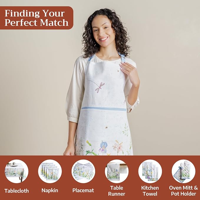 Maison d' Hermine 100% Cotton Apron for women with Pocket Kitchen Chef Apron for Men Cooking Spring Summer