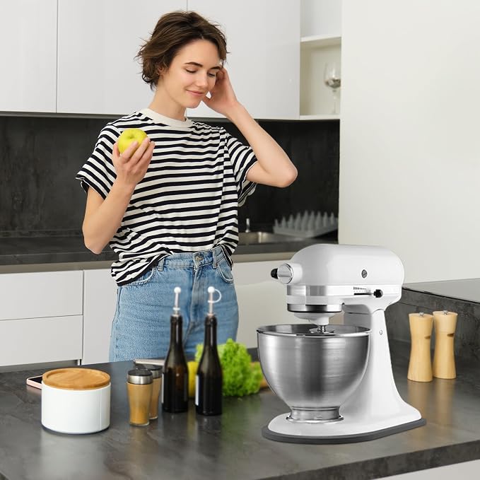 Mixer Slider Compatible with Kitchen aid Bowl Lift 4 .5-5 Qt Stand Mixer Pine Wood - Kitchen Countertop Storage Mover Sliding Caddy for Kitchen Aid 4 .5-5 Qt Mixer (4 .5-5 Qt - Black)