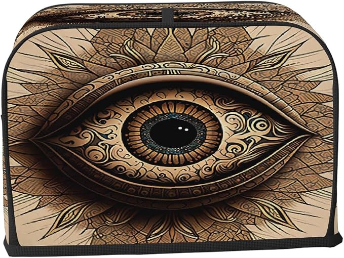Evil Eye Funny Brown Toaster Cover 4 Slice Wide Slot Washable Kitchen Appliance Covers Fingerprint Bread Machine Dust Cover Small Toaster Oven Accessories Covers Bread Maker Bag Women Gift