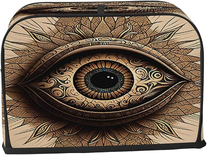 Evil Eye Funny Brown Toaster Cover 4 Slice Wide Slot Washable Kitchen Appliance Covers Fingerprint Bread Machine Dust Cover Small Toaster Oven Accessories Covers Bread Maker Bag Women Gift