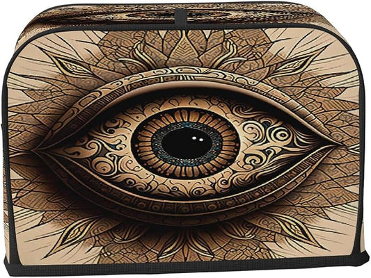 Evil Eye Funny Brown Toaster Cover 4 Slice Wide Slot Washable Kitchen Appliance Covers Fingerprint Bread Machine Dust Cover Small Toaster Oven Accessories Covers Bread Maker Bag Women Gift