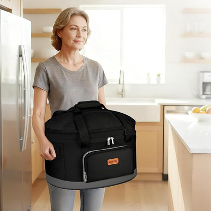 DEEGO Carrying Bag for Crock-Pot 6-8 Quart, 2-Layer Insulated Portable Slow Cooker Bags with Support Pad, Lid Fasten Straps & Easy-Clean Liner, for Family Gatherings Potlucks, Gifts for Women