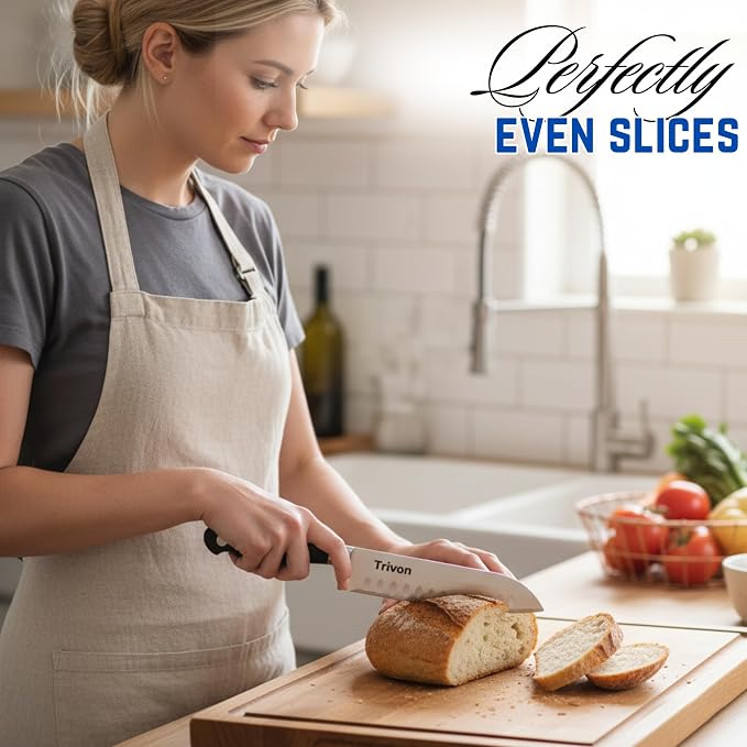 Trivon Kitchen Knife Set with Gift Box – 3-Piece Professional Chef Knife Set, Japanese High-Carbon Stainless Steel Ultra-Sharp Cooking Knives 8" Chef Knife + 7" Santoku + 5" Utility Knife