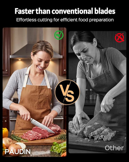 PAUDIN Carving Knife 8 inch, Ultra Sharp Brisket Slicing Knives, Premium Meat Cutting Knives German Stainless Steel, BBQ Knife with Ergonomic Handle, for Slicing Roast, Meats and Vegetables