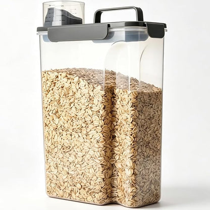 Komzon Rice Storage Containers, 20 LB Rice dispenser with Pouring Spout Large Bin for Flour, Pasta, Grain and Baking, Pet Dog Cat Bird Food Container Grey