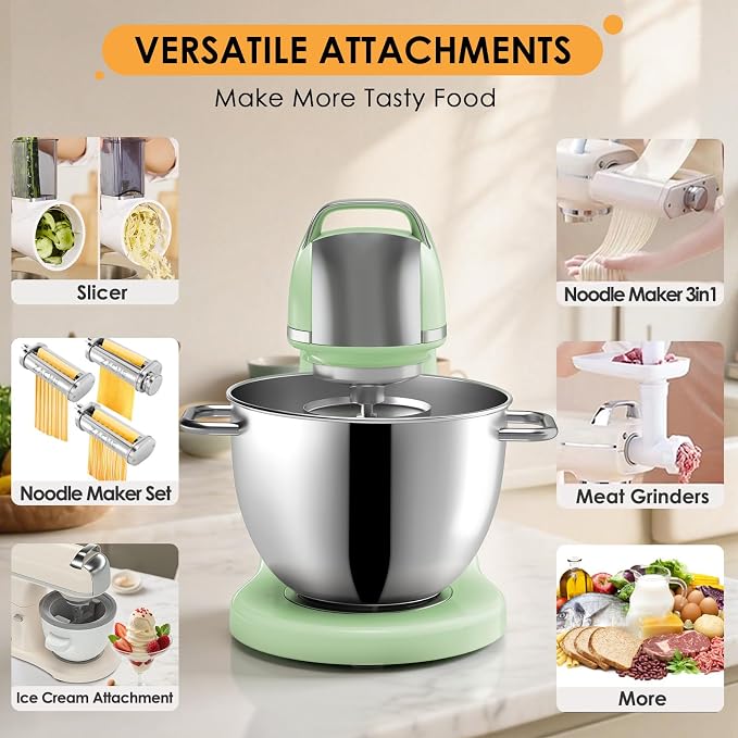 ZACME 8.4QT Commercial Stand Mixer 800W with Aluminum Die Casting Meets the Standard of NSF/ANSI 8-2023, Mixers Kitchen Electric Stand Mixer with Stainless Steel 8L Bowl, Dough Hook, Whisk and Beater
