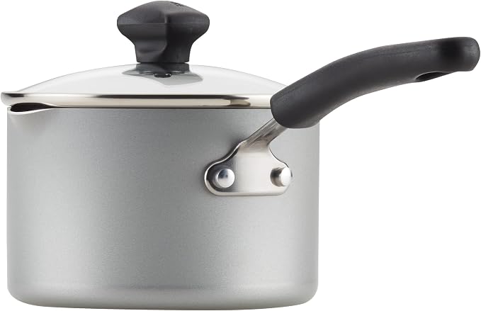 Farberware Cookstart Aluminum DiamondMax Nonstick Cookware Set, Kitchen Essentials, 5 Quarts, Silver