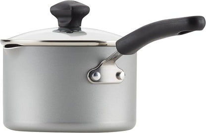 Farberware Cookstart Aluminum DiamondMax Nonstick Cookware Set, Kitchen Essentials, 5 Quarts, Silver