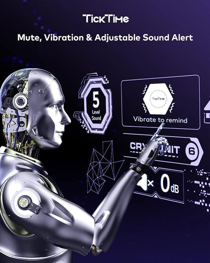 Ticktime Pomodoro Timer, Productivity Timer Cube, 5/15/25/30/45/60 Min Presets, Custom Countdown & Stopwatch 1s–99m59s, Sound/Vibration/Silent, Magnetic, Rechargeable, for ADHD Study Work,Violet