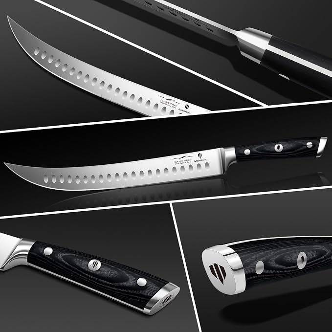 12" Slicing Knife - Brisket Slicing Meat Carving Knife Professional German 1.4116 Stainless Steel Razor Sharp Blade, Ergonomic Wood Handle & Full Tang Design, Gift Box Included