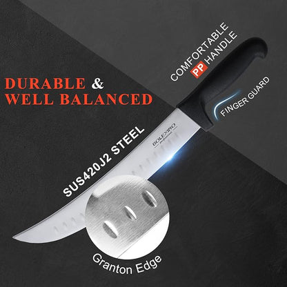 Curved Cimeter Knife 10 inch W/Comfortable Handle, Curved Butcher Knife For Meat Cutting, High Carbon Japanese Steel (10 inch new)