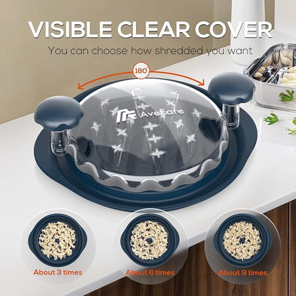 AveFare Chicken Shredder - 11Inch Large Chicken Shredder Tool Twist with Brush, Visible Meat Shredder, Ergonomic Handle, Strong Anti-Slip, BPA Free Dishwasher Safe, Suitable for Pork Beef Chicken