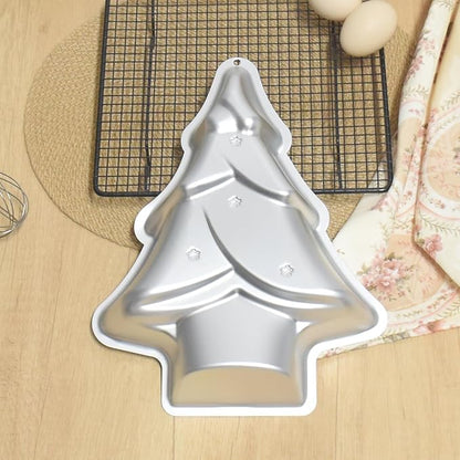 12 Inch Aluminum Christmas Tree Shaped Cake Pan - Professional Non-Stick Baking Tin for Festive Holiday Desserts, For Christmas Cake，silver (Christmas Tree cake pan)