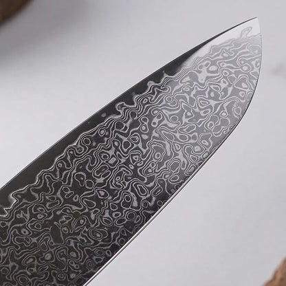 KOFERY Hand Forged Damascus Steel Butcher Knife Set with Wood Handles, Sharpener & Shears in Knife Roll for Meat Cutting, BBQ Grilling, Outdoor Camping, Pit Master Gifts for Men