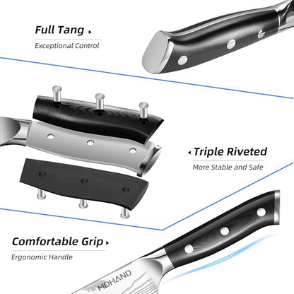 MDHAND Chef Knife Set with Roll Bag, 18PCS High Carbon Stainless Steel Ultra Sharp Professional Chef Knives Sets with Ergonomic Pakkawood Handle for Home Kitchen Cooking, Dishwasher Safe, Chef Gifts