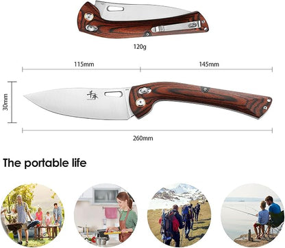 SENBON 440 Stainless Steel Super Sharp Pocket Folding Chef Knife Peeling Utility Knife Fruit Knife Carbon Fiber Handle Camping Barbecue Outdoo