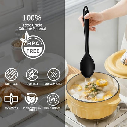 4 Pcs large Silicone Spoons 10.6 inches Mixing Spoons for cooking,Heat Resistant Spoons, Mixing Spoons for Kitchen Cooking Baking Stirring Mixing Tools (Large 4pcs)