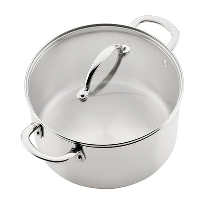 Farberware Millennium Stainless Steel Pots and Pans with Lids, Induction Ready, Compatible with All Cooktops, Metal Utensil Safe, 10 Piece Cookware Set, Dishwasher Safe - Stainless Steel