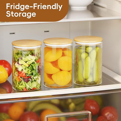 Glass Food Storage Containers with Lids,6-Pack Pantry Storage Canisters Set,32 Ounces Kitchen Jars for Flour,Sugar,Salt,Coffee Beans,Cereal,Spice,Creamer & Overnight Oats