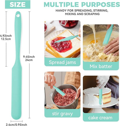 3 Pcs Silicone Jar Spatula Set, Sourdough Spurtle, Jar Scraper, Long Handle Thin Spatulas, Perfect for Jars, Bottles, Containers, Mixing, Scraping, Spreading Jam, Cake Icing and Sourdough Tools. (3)