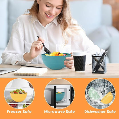 12 PCS Unbreakable Cereal Bowls Set, 26 Oz Wheat Straw Bowl Sets, Microwave & Dishwasher Safe Bowls for Kitchen, Reusable Plastic Bowl for Soup, Salad, Rice, Snack, BPA Free, Multicolor