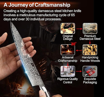 XINZUO 5-Piece Kitchen Knife,Super Sharp Damascus Steel Professional Chef Knife Set with Pakkawood Handle, Gift Box