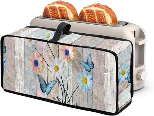 Slim Toaster 2 Slice Compact Thin Cover for 2 Slice Slim Toaster, Butterfly Daisy Dust Covers for Kitchen Appliances, Easy to Fold and Carry Water-Resistant