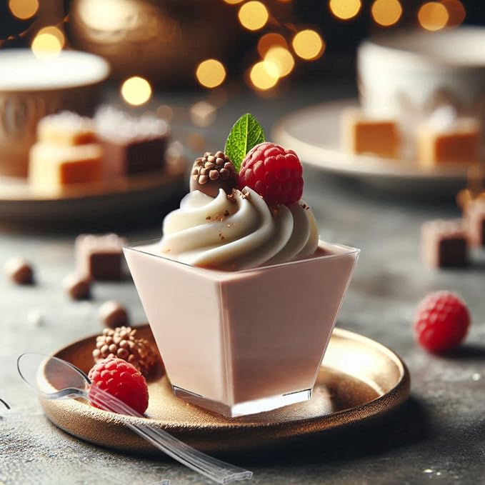 Party Essentials Clear Miniware Appetizer and Dessert Food Tasting Set for Presentation, Serving, and Catering, 2 oz. Square Shot Glasses, Cups Only, Pack of 40